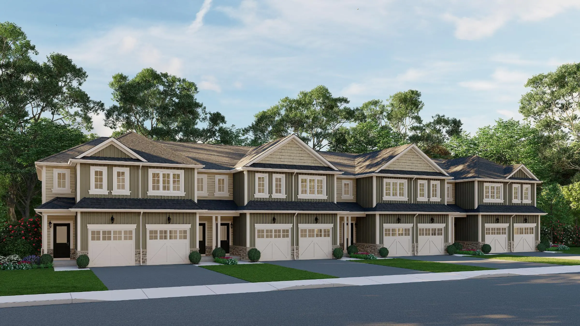 Architectural rendering of the Everford Collection freehold street town homes